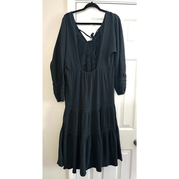 NWT LUCKY BRAND Boho Bohemian Prairie Crochet Peasant Open-Back Tiered Dress - L - Picture 2 of 6